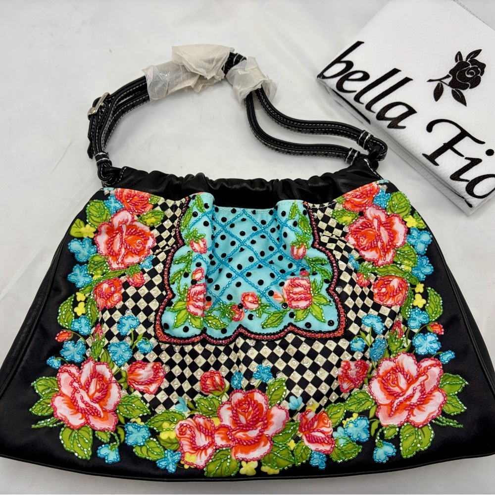 Isabella Fiore Vintage Floral Beaded Bag NEW
